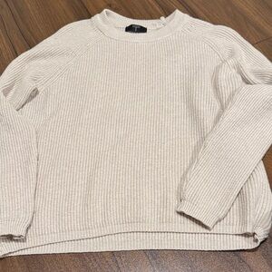 Tahari Cream Ribbed Crew Neck Sweater